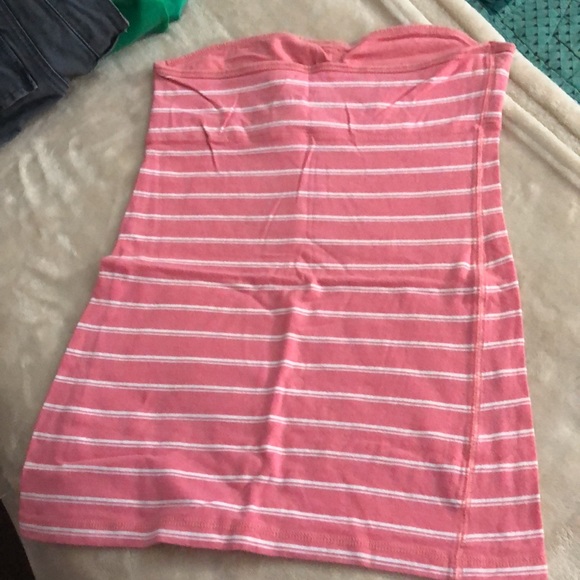 Mossimo Woman’s Small Pink w/White Stripes Bandanna Top w/extended Length 3/$15 - Picture 2 of 3
